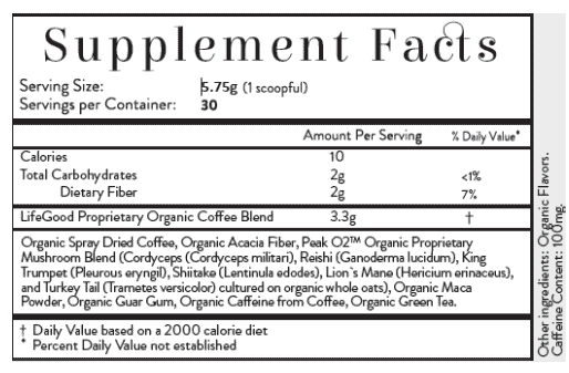Organic coffee Ingredients